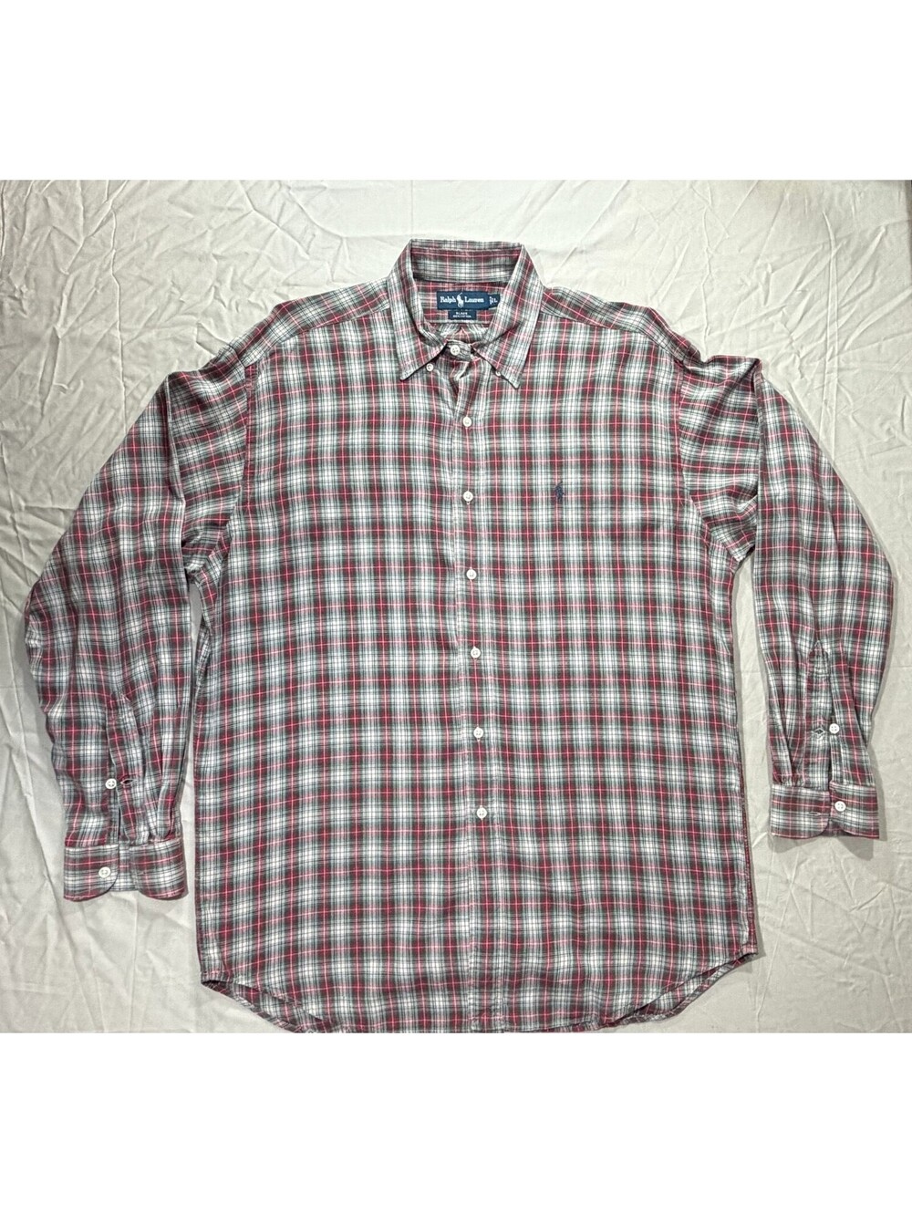 Ralph Lauren Blake Men’s L Green Red Plaid Cotton Long Sleeve Button-Down Shirt